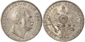 1 Thaler Reino de Prusia (1701-1918) Plata Wilhelm I, German Emperor (1797-1888)