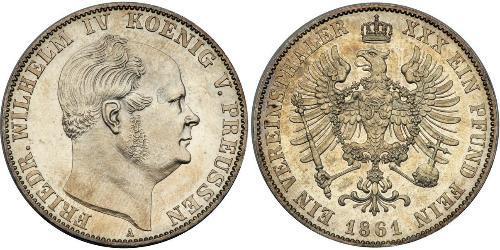 1 Thaler Reino de Prusia (1701-1918) Plata Federico Guillermo IV de Prusia (1795 - 1861)