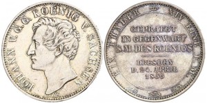 1 Thaler Reino de Sajonia (1806 - 1918) Plata Juan I de Sajonia