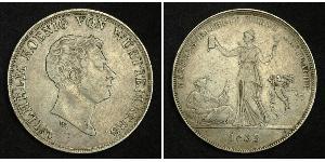 1 Thaler Reino de Wurtemberg (1806-1918) Plata Guillermo I de Wurtemberg