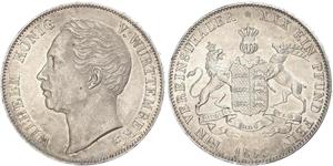 1 Thaler Reino de Wurtemberg (1806-1918) Plata Guillermo I de Wurtemberg