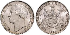 1 Thaler Reino de Wurtemberg (1806-1918) Plata Guillermo I de Wurtemberg