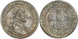 1 Thaler Sacro Imperio Romano (962-1806) Plata Maximiliano III de Austria (1558 – 1618)