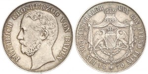 1 Thaler Grand Duchy of Baden (1806-1918) Silber Friedrich I. (Baden, Großherzog) (1826 - 1907)