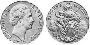 1 Thaler Königreich Bayern (1806 - 1918) Silber Ludwig II. (Bayern)(1845 – 1886)