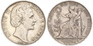 1 Thaler Königreich Bayern (1806 - 1918) Silber Ludwig II. (Bayern)(1845 – 1886)