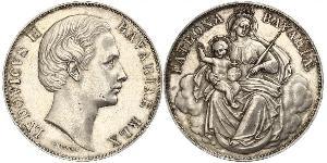 1 Thaler Königreich Bayern (1806 - 1918) Silber Ludwig II. (Bayern)(1845 – 1886)