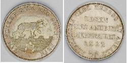 1 Thaler Anhalt-Bernburg (1603 - 1863) Silver Alexander Karl, Duke of Anhalt-Bernburg (1805 – 1863)