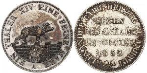 1 Thaler Anhalt-Bernburg (1603 - 1863) Silver Alexander Karl, Duke of Anhalt-Bernburg (1805 – 1863)