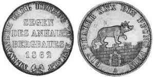 1 Thaler Anhalt-Bernburg (1603 - 1863) Silver Alexander Karl, Duke of Anhalt-Bernburg (1805 – 1863)