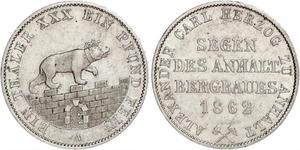 1 Thaler Anhalt-Bernburg (1603 - 1863) Silver Alexander Karl, Duke of Anhalt-Bernburg (1805 – 1863)