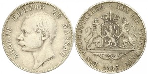 1 Thaler Duchy of Nassau (1806 - 1866) Silver Adolphe, Grand Duke of Luxembourg