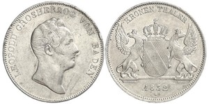 1 Thaler Grand Duchy of Baden (1806-1918) Silver Leopold, Grand Duke of Baden (1790 – 1852)