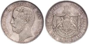 1 Thaler Grand Duchy of Baden (1806-1918) Silver Frederick I, Grand Duke of Baden (1826 - 1907)
