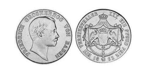 1 Thaler Grand Duchy of Baden (1806-1918) Silver Frederick I, Grand Duke of Baden (1826 - 1907)