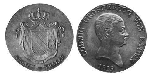 1 Thaler Grand Duchy of Baden (1806-1918) Silver Louis I, Grand Duke of Baden (1763 - 1830)