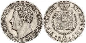 1 Thaler Grand Duchy of Saxe-Weimar-Eisenach (1809 - 1918) Silver Charles Frederick, Grand Duke of Saxe-Weimar-Eisenach
