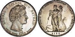 1 Thaler Kingdom of Bavaria (1806 - 1918) Silver Ludwig I of Bavaria (1786 – 1868)