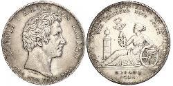 1 Thaler Kingdom of Bavaria (1806 - 1918) Silver Ludwig I of Bavaria (1786 – 1868)