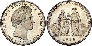 1 Thaler Kingdom of Bavaria (1806 - 1918) Silver Ludwig I of Bavaria (1786 – 1868)