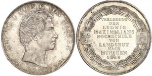 1 Thaler Kingdom of Bavaria (1806 - 1918) Silver Ludwig I of Bavaria (1786 – 1868)