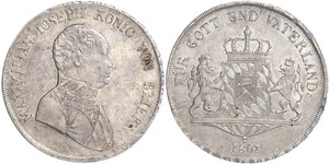 1 Thaler Kingdom of Bavaria (1806 - 1918) Silver Maximilian I Joseph of Bavaria (1756 - 1825)