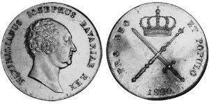 1 Thaler Kingdom of Bavaria (1806 - 1918) Silver Maximilian I Joseph of Bavaria (1756 - 1825)