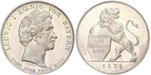 1 Thaler Kingdom of Bavaria (1806 - 1918) Silver Ludwig I of Bavaria (1786 – 1868)