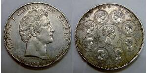 1 Thaler Kingdom of Bavaria (1806 - 1918) Silver Ludwig I of Bavaria (1786 – 1868)