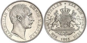 1 Thaler Kingdom of Bavaria (1806 - 1918) Silver Maximilian II of Bavaria (1811 - 1864)