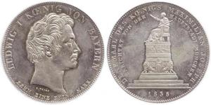 1 Thaler Kingdom of Bavaria (1806 - 1918) Silver Ludwig I of Bavaria (1786 – 1868)