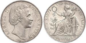 1 Thaler Kingdom of Bavaria (1806 - 1918) Silver Ludwig II of Bavaria (1845 – 1886)