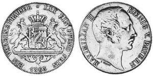 1 Thaler Kingdom of Bavaria (1806 - 1918) Silver Maximilian II of Bavaria (1811 - 1864)