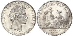 1 Thaler Kingdom of Bavaria (1806 - 1918) Silver Ludwig I of Bavaria (1786 – 1868)