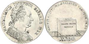 1 Thaler Kingdom of Bavaria (1806 - 1918) Silver Maximilian I Joseph of Bavaria (1756 - 1825)