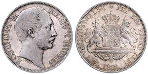 1 Thaler Kingdom of Bavaria (1806 - 1918) Silver Maximilian II of Bavaria (1811 - 1864)