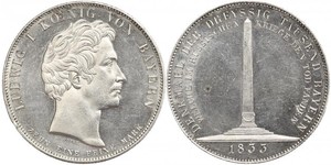 1 Thaler Kingdom of Bavaria (1806 - 1918) Silver Ludwig I of Bavaria (1786 – 1868)