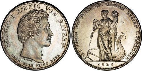 1 Thaler Kingdom of Bavaria (1806 - 1918) Silver Ludwig I of Bavaria (1786 – 1868)