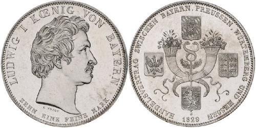 1 Thaler Kingdom of Bavaria (1806 - 1918) Silver Ludwig I of Bavaria (1786 – 1868)