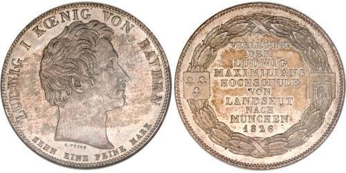 1 Thaler Kingdom of Bavaria (1806 - 1918) Silver Ludwig I of Bavaria (1786 – 1868)