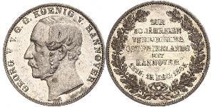 1 Thaler Kingdom of Hanover (1814 - 1866) Silver George V of Hanover (1819 - 1878)