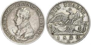 1 Thaler Kingdom of Prussia (1701-1918) Silver Frederick William III of Prussia (1770 -1840)