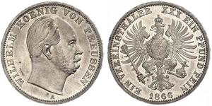 1 Thaler Kingdom of Prussia (1701-1918) Silver Wilhelm I, German Emperor (1797-1888)
