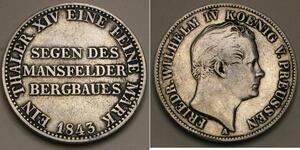 1 Thaler Kingdom of Prussia (1701-1918) Silver Frederick William IV of Prussia (1795 - 1861)