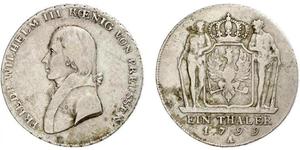1 Thaler Kingdom of Prussia (1701-1918) Silver Frederick William III of Prussia (1770 -1840)