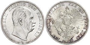 1 Thaler Kingdom of Prussia (1701-1918) Silver Wilhelm I, German Emperor (1797-1888)