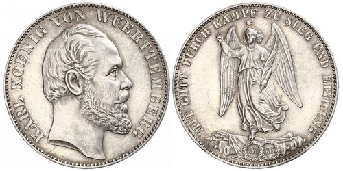 1 Thaler Kingdom of Württemberg (1806-1918) Silver Charles I of Württemberg