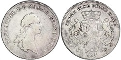 1 Thaler Principality of Ansbach (1398–1792) Silver Charles Alexander, Margrave of Brandenburg-Ansbach (1736 – 1806)
