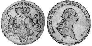 1 Thaler Principality of Ansbach (1398–1792) Silver Charles Alexander, Margrave of Brandenburg-Ansbach (1736 – 1806)