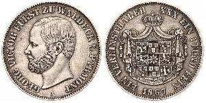 1 Thaler Waldeck (state) (1180 - 1918) Silver George Victor, Prince of Waldeck and Pyrmont (1831 - 1893)